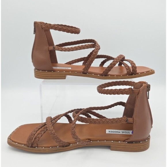 Steve Madden Womens Size 8.5 Brown Tessi Flat Sandal Ankle Straps TESI01S1 - Picture 1 of 8
